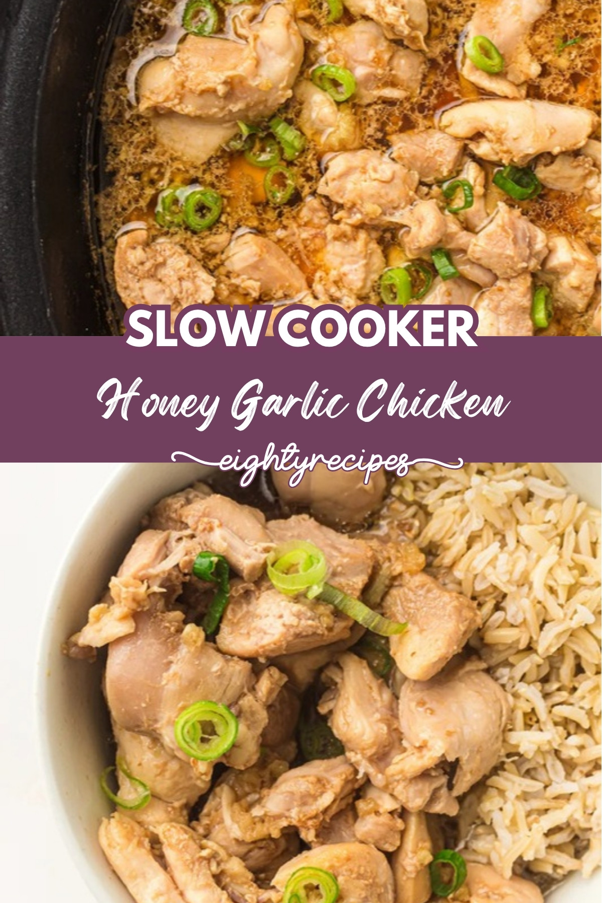 Slow cooker honey garlic chicken recipe pin for Pinterest