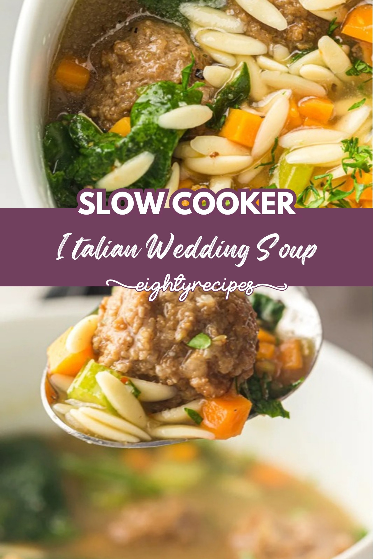 Slow cooker italian wedding soup recipe pin for Pinterest