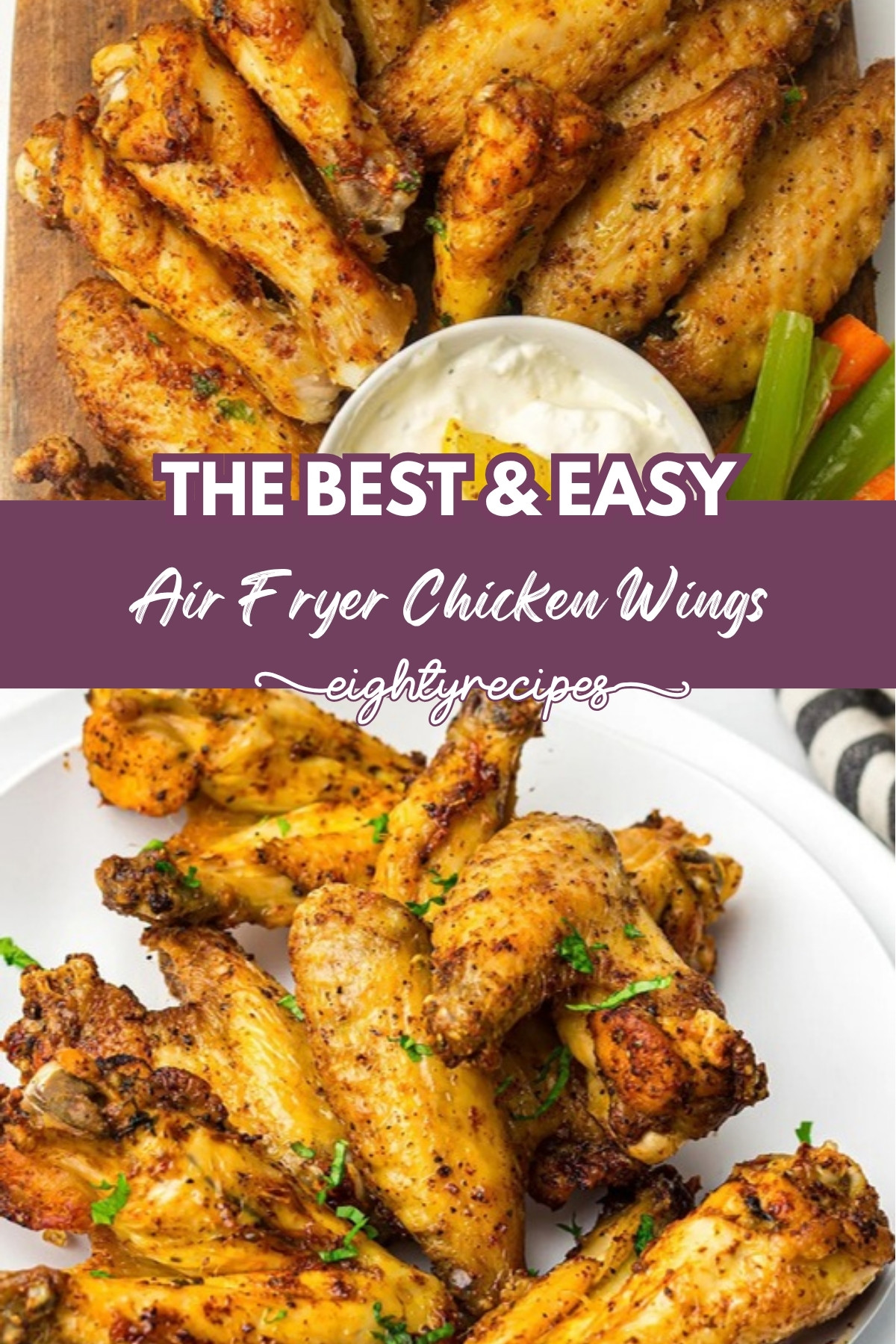 Air fryer chicken wings recipe pin for Pinterest