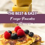 Freezer pancakes recipe pin for Pinterest