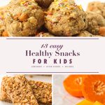 Healthy snacks for kids pin with sprinkle energy balls, oat bars and orange gummies