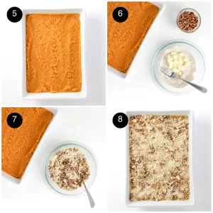 Steps 5 to 8 of the topping
