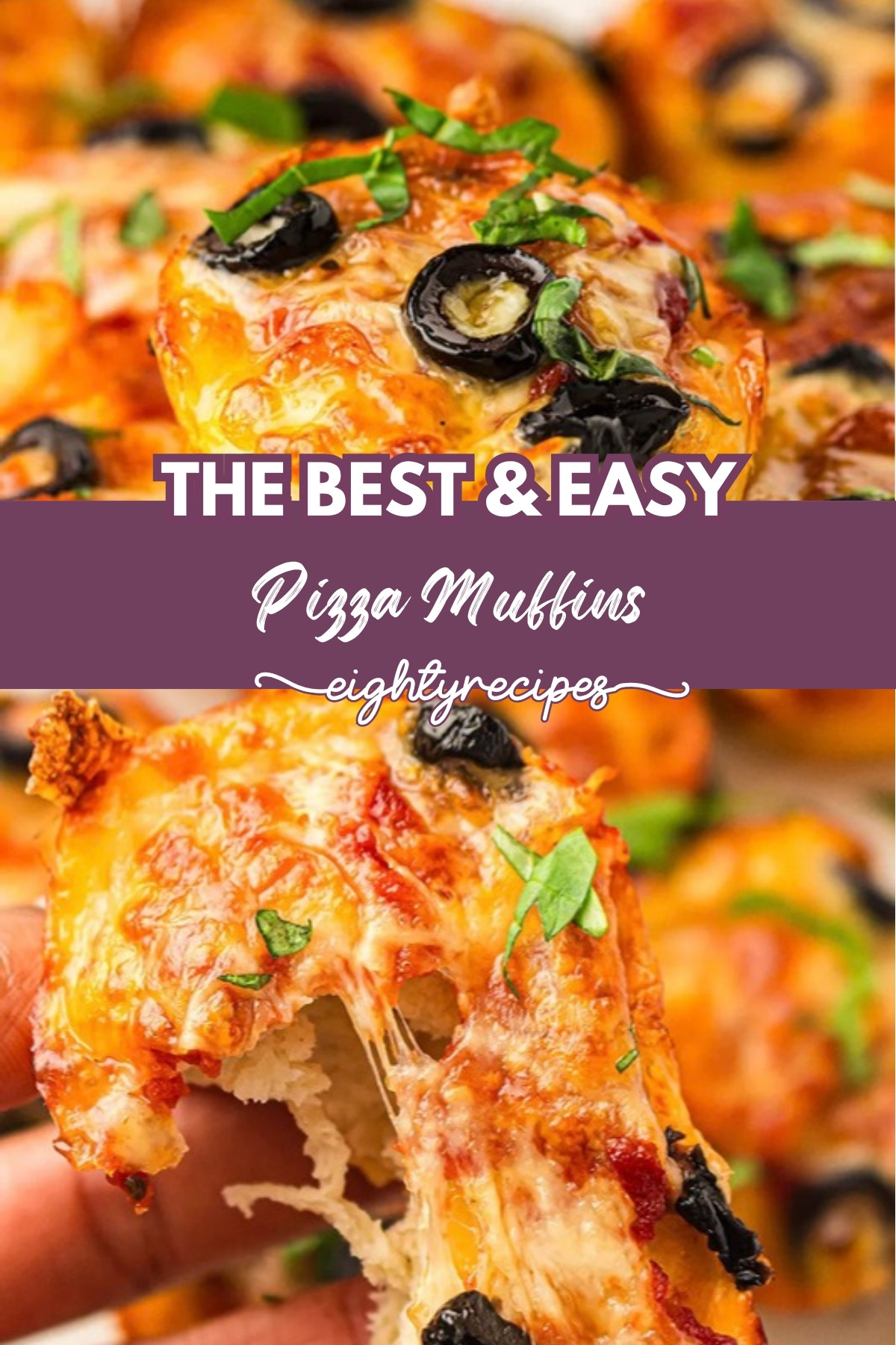 Pizza muffins recipe pin for Pinterest